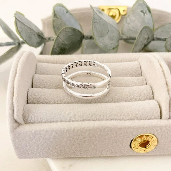 925 Sterling Silver Minimalist Ring Layer Ring Dainty Ring Chain Link Ring - Picture 8 of 8